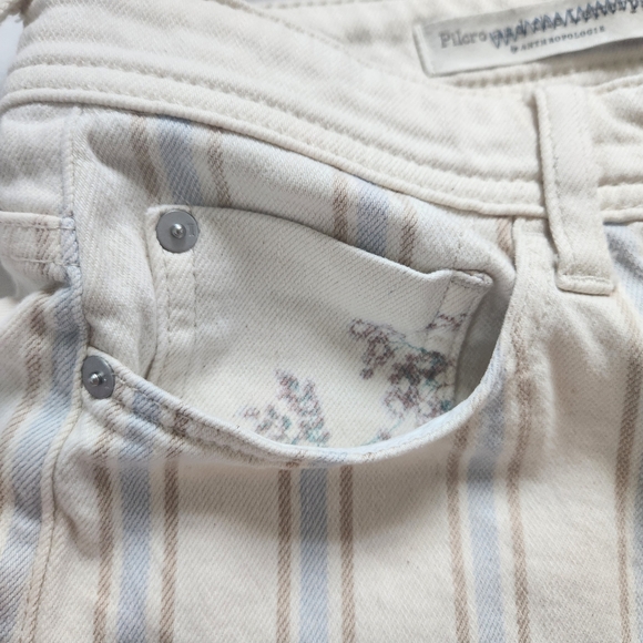 Pilcro Anthropologie Anthro Stripe High Rise Slim Boyfriend Shorts Cream Blue 27 - Picture 4 of 16